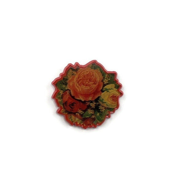 Red Orange Floral Vintage Jewlery Lot /Hallmark - Picture 11 of 12
